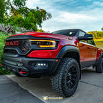 RAM Rebel fog light kit 2019-2024 installed on red RAM Rebel truck by riverside