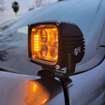 2025+ RAM 2500 3500 Ditch Lights dual color LED amber DRL backglow mounted on truck hood