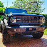 2021 2022 2023 Ford Bronco Standard Bumper with white led light bar on top of bumper
