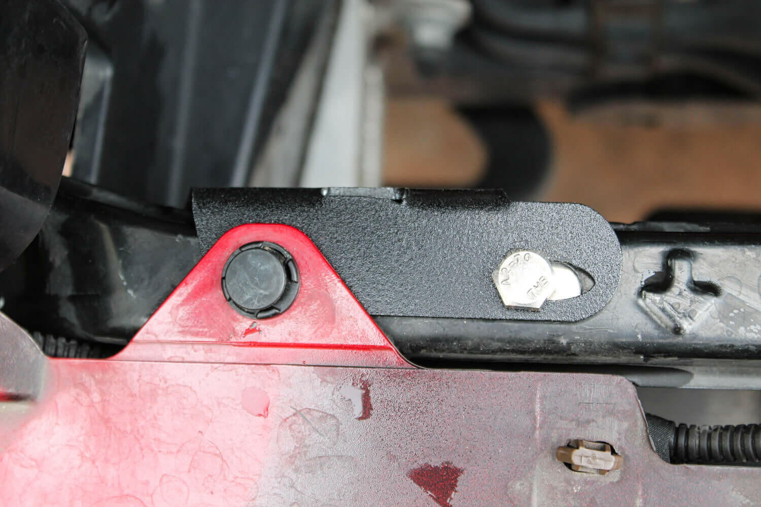 2016 2017 2018 2019 red Toyota Tacoma with one 30in Light Bar metal bracket