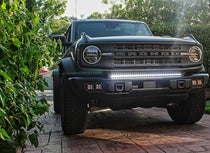 2021 2022 2023 2024 dark gray Ford Bronco Capable Bumper with one white 40in Light Bar on top of bumper - M&R Automotive